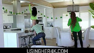 Stepdad and Friends Freeuse Teen Stepdaughter Rose Winters on St Patricks Day
