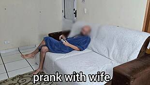 Blindfolded wife prank! Friend fucks her while hubby swaps places