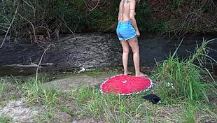 whoa, stranger at waterfall turns into hot public fuck session 💦🌊