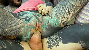 Inked hippies solo dildo gaping asshole play 😈🍑