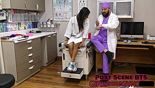 misty addams plays perverted podiatrist with feet licking and toe sucking backstage fetish