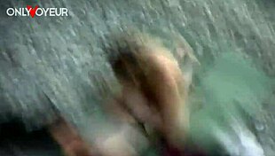 Brunette teen flashes thong panties outdoor beach then bends over doggystyle for voyeur cum on ass creampie!