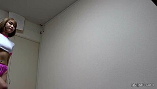 ayame nogi strips naked as tight gym uniform clings to her curves