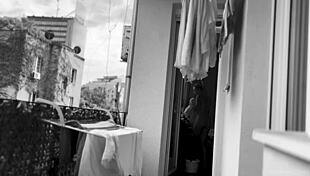 my heart races hanging laundry naked on the balcony, letting chubby curves flash for nosy neighbors