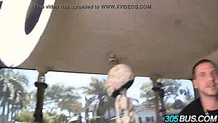 Short hair blonde Addison Grey showered in cum outdoors