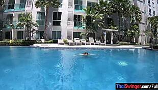 big ass thai girlfriend gives horny hotel pov blowjob then doggy