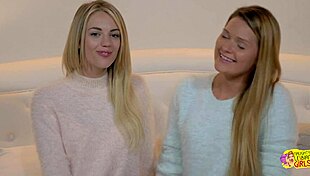 yo one lesbian buddy toys up the other's pink pussy while licking it good