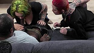 trans cuckold humiliated as ebony femdom pegs her with strap-on in interracial dominance showdown