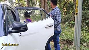 Stepfather Catches Stepdaughter Outside Village for Hard Desi Family Sex