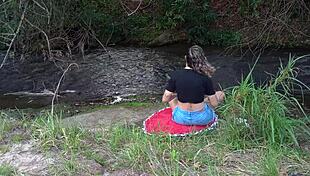whoa, stranger at waterfall turns into hot public fuck session 💦🌊