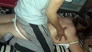 oiled sensual massage on latina amateur couple turns erotic with groping oral and steamy fucking