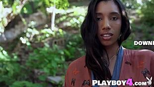 damn that big tits ebony milf strips her curvy fat body outdoors sexy