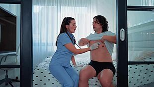 Busty Nurse Gloves Tease Patient