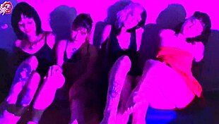 These 4 little latina sluts smoke, strip, kiss and worship pretty feet barefoot