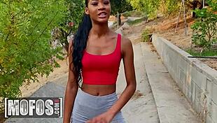 isla biza cleans charles deras cock with her mouth then rides him on the sofa