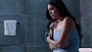 Big tits asian stepmom eyes stepdaughter's masturbation tease