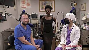 i'm rina at my yearly checkup spreading shaved pussy for the nurse