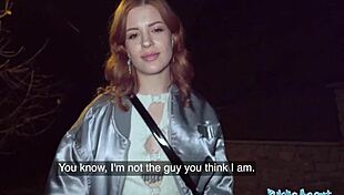 public pickup redhead babe squirts hard on monster cock outdoors