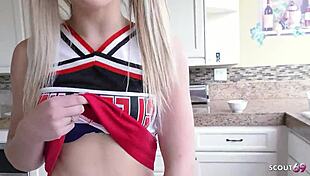 petite cheerleader pigtails stepdaughter orgasms from older guy's first fuck