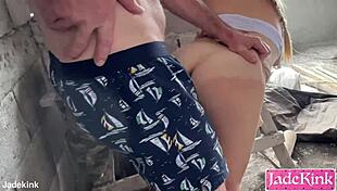 damn this round ass slut gets fucked rough in the under construction site outdoors