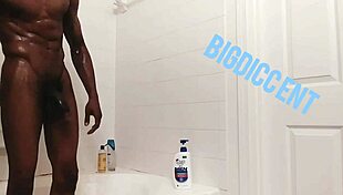 quick shower stroke session building up this throbbing dick off the clock