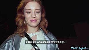 public pickup redhead babe squirts hard on monster cock outdoors