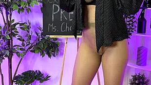 This sexy milf slips into her leather harness suit teasing every curve homemade style.