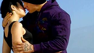 brunette milf in stockings gets beach fucked hard 😈👠