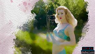 petite milf model miranda strips lingerie outdoors teasing