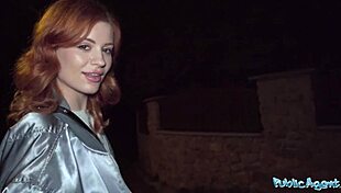 public pickup redhead babe squirts hard on monster cock outdoors