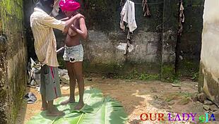 first time outdoor hardcore on plantain leaves ebony babe rides monster bbc doggystyle creampie squirt 😍🍆🌿💦