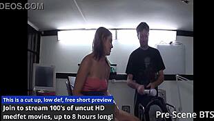 naughty nurse brianna cole fingers her shaved pussy with toys backstage