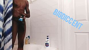 quick shower stroke session building up this throbbing dick off the clock
