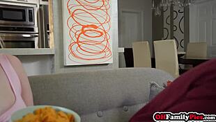 huge tits stepsis gulps my big cock then i bang her hard