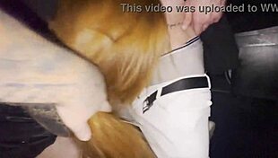 hot redhead sucked fat cock and gave pussy in swingers cabin full view