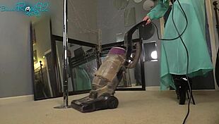 milf housewife vacuums her juicy ass in tight hobble boots fetish