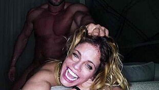 wild submissive blonde milf bends over for hardcore fucking choking on big cock then pisses in gagging domination