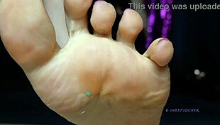 petite mistress sweat feet red polish demands sensual femdom worship