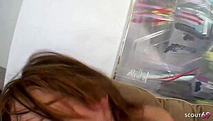 Slim redhead's tight holes stretched by two monster cocks in rough MMF threesome