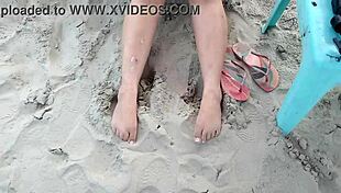 pregnant teen belle seduces beach crowd with her fetish belly