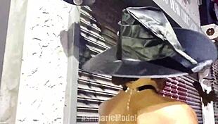 hairy upskirt flashing teases in public trick or treat