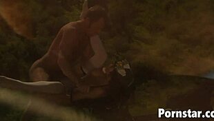 Olivia del rio rides thick cock hard in corset outdoors