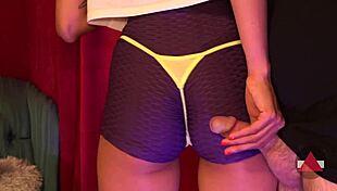 Imagine rubbing your hard cock on her ass through that thong