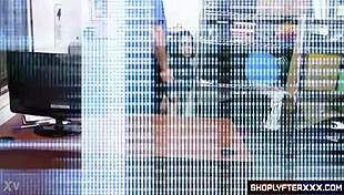 vienna black young brunette shoplifter chokes on security cock