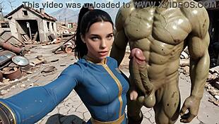 yo, virgin vault girl has no choice but to suck those green mutant cocks in fallout parody!!