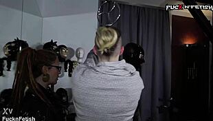 latexboy all rigged up getting caressed backstage... so hot 😍🔥