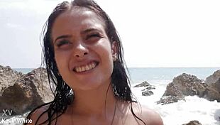 Stepsister Beach Creampie Fuck Watched by Strangers