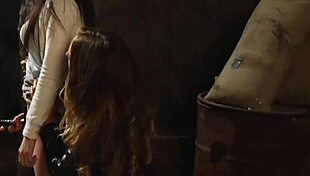 Tied lesbian slave bound takes mistress strapon doggystyle fingering to orgasm