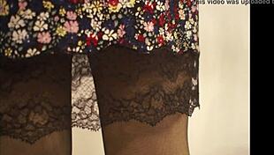wife lifts skirt flashing red panties