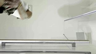 i'm so horny watching this petite brunette in miniskirt get ignored in bathroom